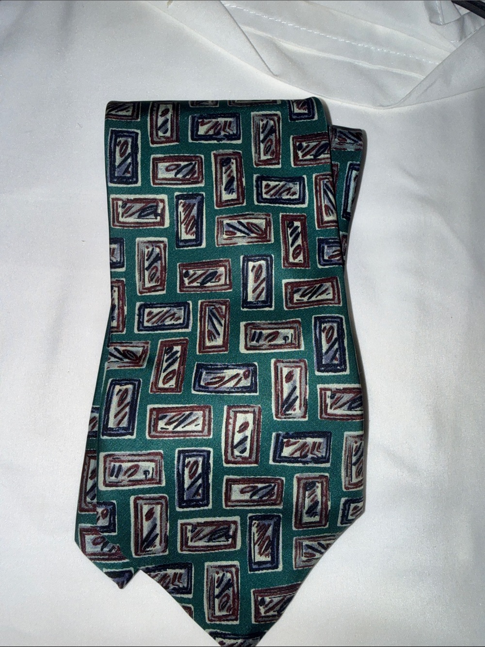 Robert Talbot Men's Emerald Green Geometric Pattern Tie